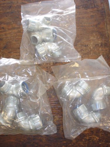 NIP LOT OF 9 THOMAS &amp; BETTS 1&#034; WITH 90 DEGREE ELBOW CONDUIT CONNECTOR