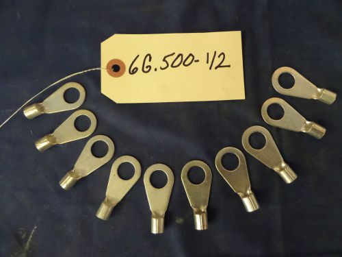 10) 6 gauge battery / welding / electrical cable tinned copper lugs .500 1/2&#034; for sale