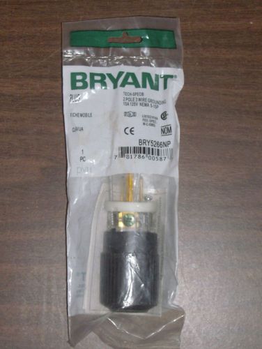 Bryant Hubbell BRY-5266NP 125V 15A 15AMP NEMA 5-15 2 Pole 3 Wire Ground Plug NEW