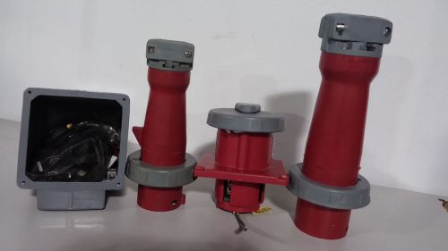 Lot of 4 Hubbell Pin &amp; Sleeve Receptacles Plugs and Enclosures