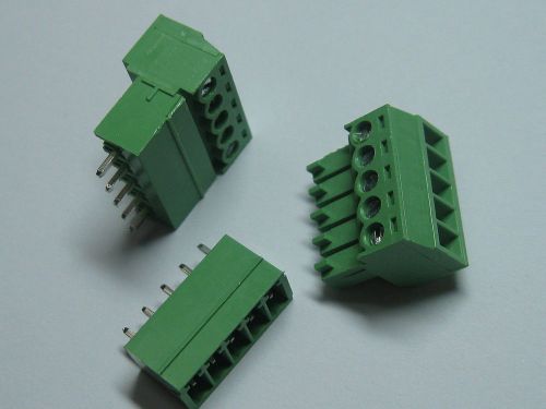 150 pcs screw terminal block connector 3.5mm 5 pin/way green pluggable type for sale