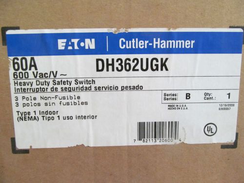 Cutler Hammer Eaton DH362UGK Disconnect 60 Amp 600 V 3 Pole Non Fuse Type 1