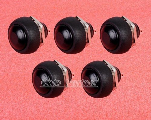 5pcs Black 12mm Waterproof Lockless ON/OFF Push button Switch Mini Round Switch