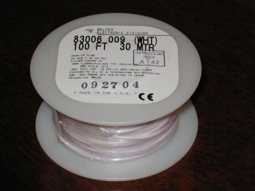 Usa belden hook-up wire 83006 white silver pt stranded teflon 22 awg 100ft spool for sale