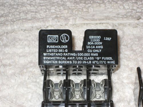 30 Amp. 300 Volt Class G fuse holders, lot of 4