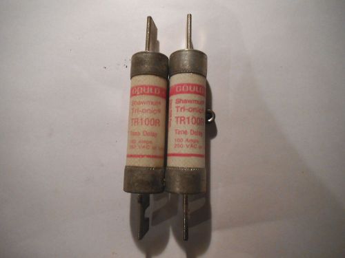 GOULD SHAWMUT - TR100R - Fuse 100A, 250V, Time Delay (LOT OF 2) - USED