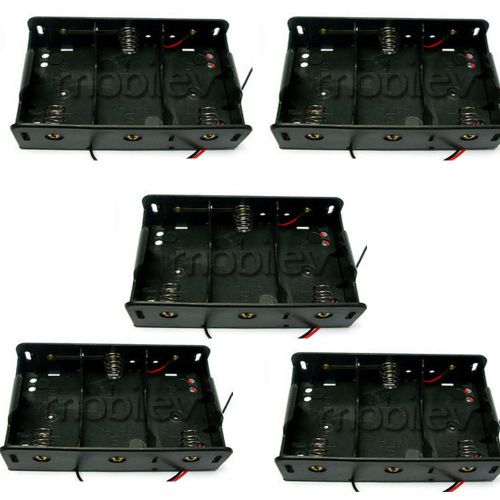 5 x battery box clip holder case for 3 x d size  r20 hr20 with 6&#039;&#039; wire leads for sale