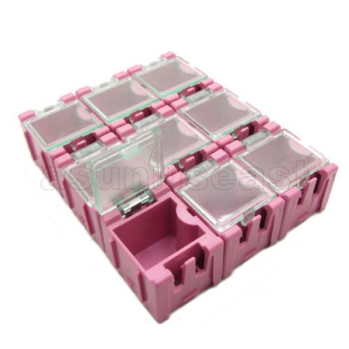 50 x Pink Mini Electronic Component Parts Case Box Laboratory Storage SMT SMD