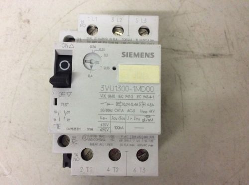 Siemens 3vu1300-1md00 motor starter protector .24 - .4 amp 3vu13001md00 for sale