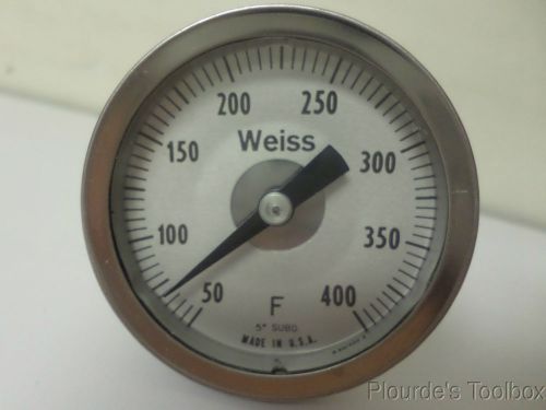 Used weiss ss bi-metal 2&#034; dial thermometer with 2-1/2&#034; long stem, 50 - 400°f for sale