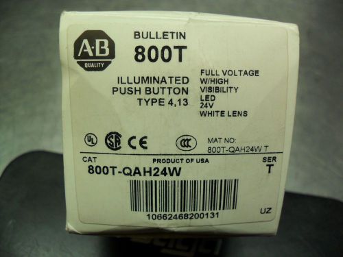 Allen Bradley 800T-QAH24W new in box white lens 24v FREE SHIP