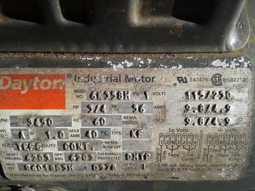 Dayton 3/4 hp electric motor 6k358h for sale