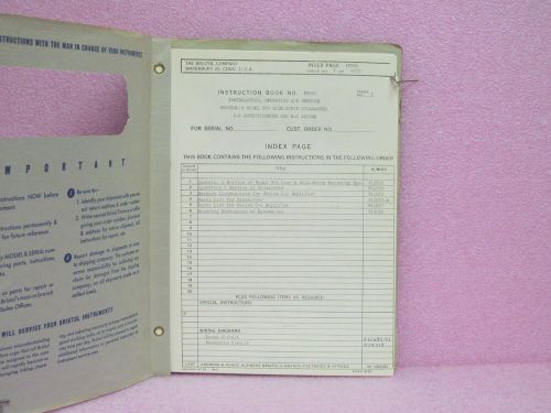 Bristol manual 560 wide-strip dynamaster recorder instruction book (4/57) for sale