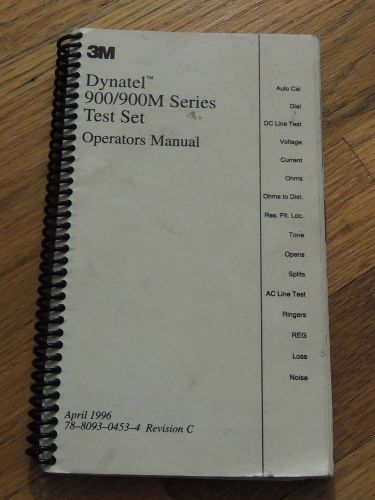 Dynatel 900/900M Series Test Set Operator Manual Users Guide, Good condition.