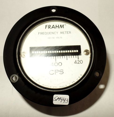 Frahm Round Panel Meter Frequency Meter 380-420 CPS 100-150 Volts