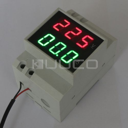 Digital Ampere Voltage Meter AC 200V-450V Din Rail Current Voltmeter Red Green