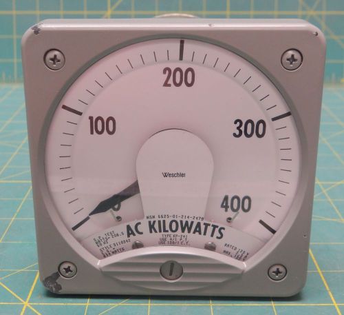 Weschler KP-241 Panel Meter 0 - 400 AC Kilowatts P/N 409C685A59 6625012142479