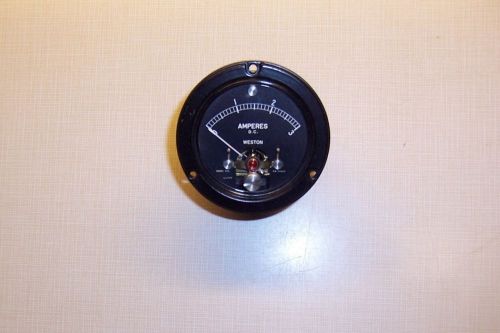 Weston model 1521 Amperes DC 0-3, Round Panel Meter,Vintage!