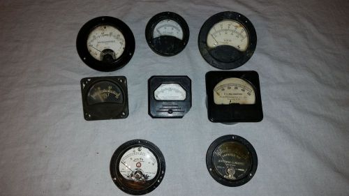 Lot of 8 Panel Meter Weston Marion Beede Amperes Ma volts microamperes SteamPunk