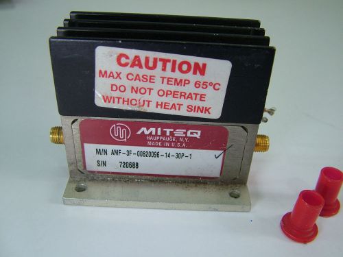 Rf power amplifier 500mhz - 1000mhz 1 watt 46db miteq amf-00820096-14-30p-1 for sale