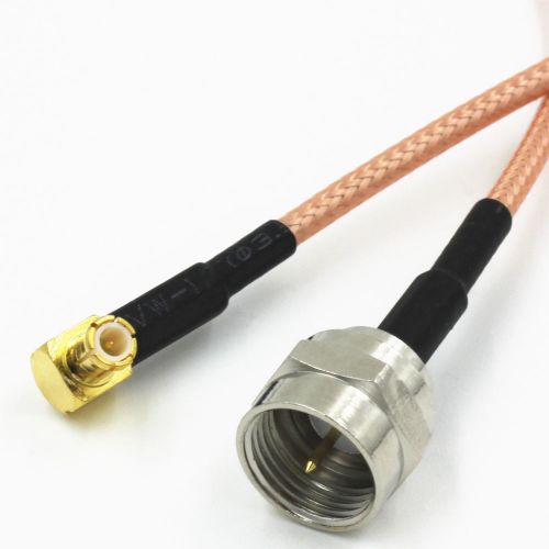 1 x  F male to MCX male right angle crimp RG316 pigtail RF cable 15cm