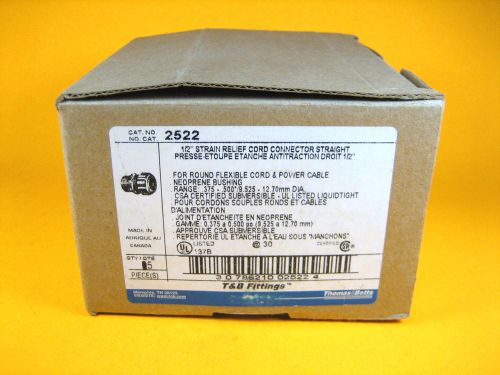Thomas &amp; betts -  2522 -  1/2&#034; strain relief cord connector straight (lot of 15) for sale