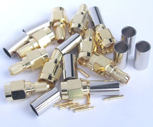 50 sets SMA Male Pin PLUG Coaxial Connector for RG58 LMR195 Crimpers Cable