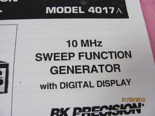 BK PRECISION 4017A Instruction Manual for 10 MHz Sweep/Function Generator