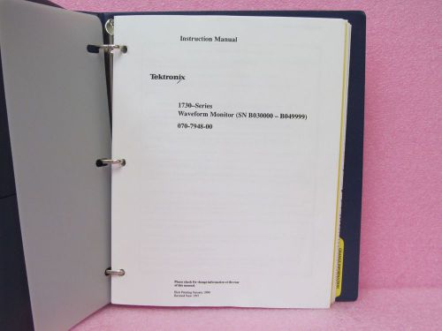 Tektronix 1730-Series Waveform Monitor Instruction Manual (Rev. 6/93)