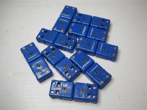 7906 lot (9) omega type k mini thermocouple connector blue nasa surplus for sale