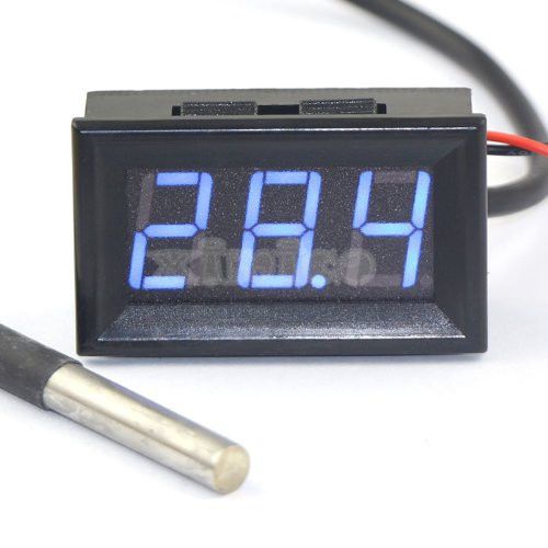 Cars blue led digital auto inside outside temp thermometer -55-125°c dc12v for sale