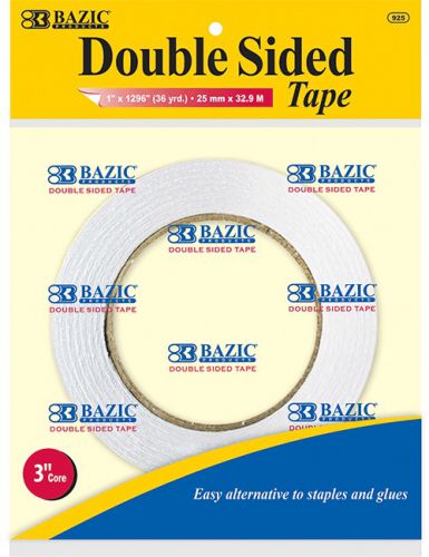 BAZIC 1&#034; X 36 Yard (1296&#034;) Double Sided Tape, Case of 12