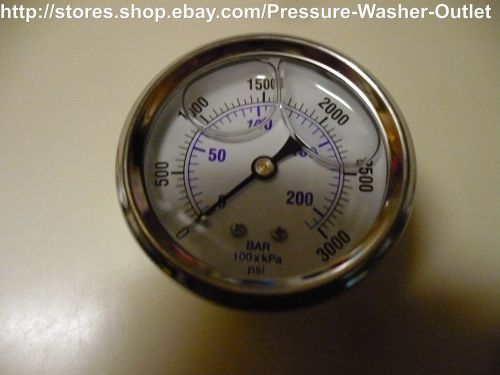 0-3000 psi liquid filled pressure gauge pic brand 1/4npt rear mount 2 1/2 face for sale