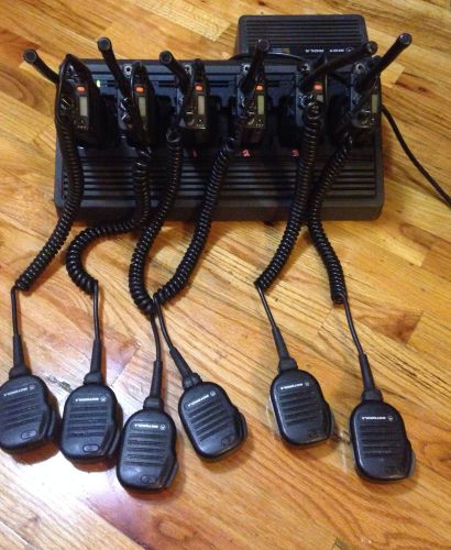 Lot of motorola mt2000 radio, mic, charger, carriers and belt clips for sale