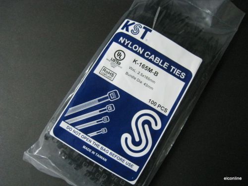 K-165mcb 6.5&#034; x 2.5mm blackk nylon wire cable ties #a6  x 100 for sale