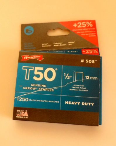 ARROW T50 #508 Heavy Duty Genuine Staples For Stapler 1/2&#034; 12mm 1250 per box