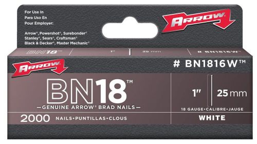 Arrow Fastener BN1816WCS 1 Inch 18 Gauge White Brad Nail
