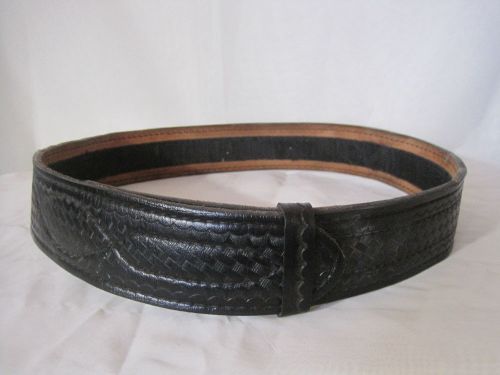 Safariland black leather velcro duty belt police basketweave 36 see measurements for sale
