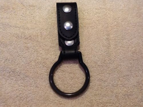 Leather 2&#034; flashlight holder holster ring for duty belt nickel snaps for sale