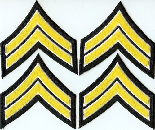 New 4 Corporal Embroidered Chevron Stripes Yellow White Black Police Patch