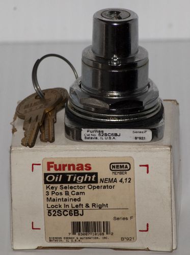 Furnas 52SC6BJ 3 Position B Cam Oil Tight Key Selector Operator, Lock in L &amp; R