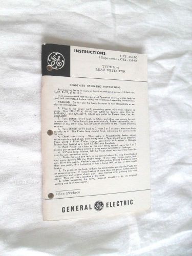 Vintage GE Leak Detector Type H-6 Instruction Manual