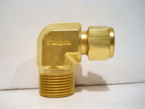 New swagelok brass 1/2&#034; tube x 3/4&#034; male npt 90° elbow fitting, b-810-2-12 for sale