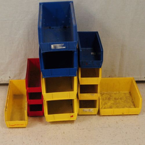 Lot of 13 various akro mils storage/stackable akro bins red/blue/yellow for sale