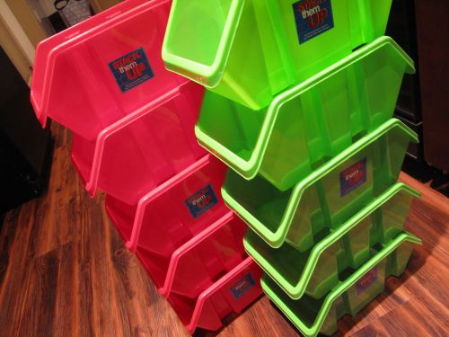 20-PACK GREEN &amp; RED STORAGE BINS Double Sided Plastic Stackable Stacking Drawers