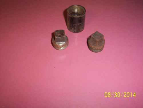 2--3/4&#034; black iron plugs and 1 sleeve/(coupling)used