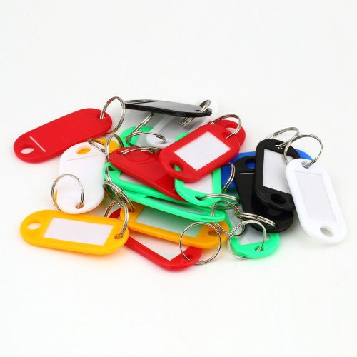 50pcs colorful plastic keychain key cap tags id label name tags split ring dx for sale