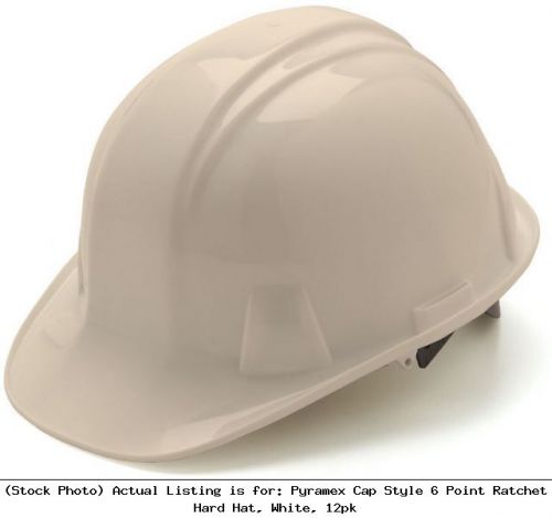 Pyramex Cap Style 6 Point Ratchet Hard Hat, White, 12pk: YX-HE-HP16110-HP16110