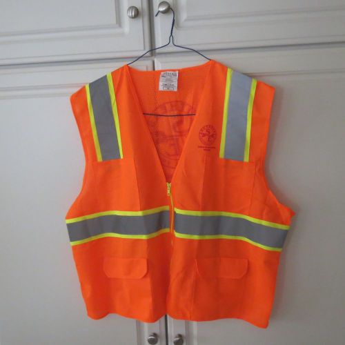 Extra large xl safety vest orange knit 2 bordered ansi compliant reflective new for sale