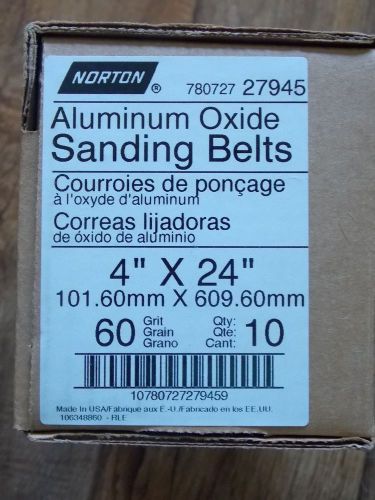 10 Norton 27945,  4&#034; X 24&#034; sanding belts 60 grit  NEW